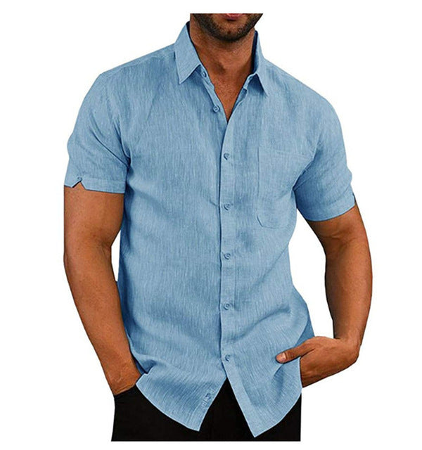 Men's Shirt Kurzarm Sommer Solid Hemden lässig Loose Tops T-Shirt