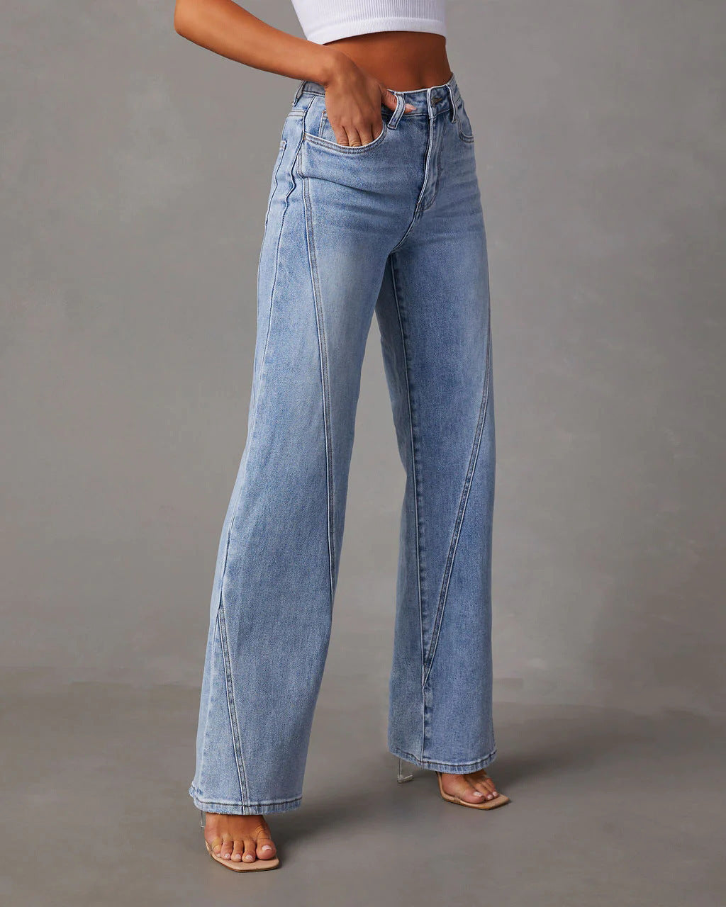 Women's Casual Patchwork Wide Leg Jeans