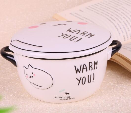 Porcelain new cartoonpottery bowl creative tableware instant noodles household instant noodle bowl lunch box factory wholesale