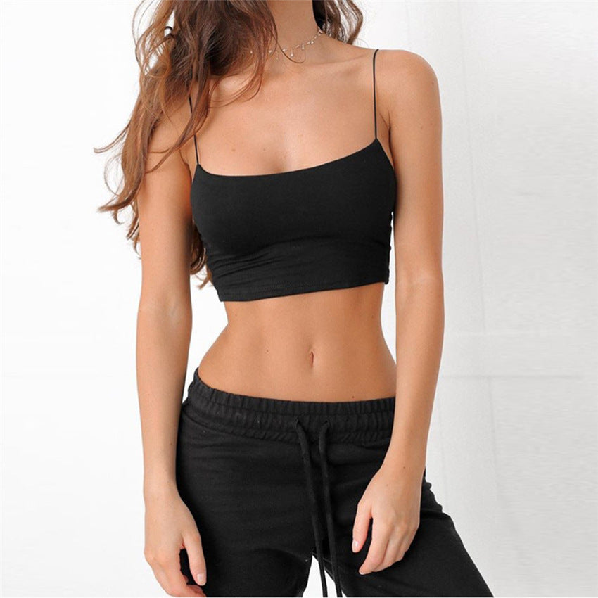 Women Summer Sexy Crop Tops 95% Cotton Straps Tank Top Solid Fitness Lady Camis Casual White Black Top w1