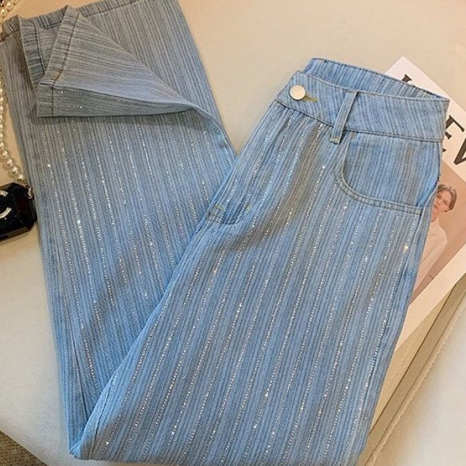 Women's high-waisted ins jeans in light blue