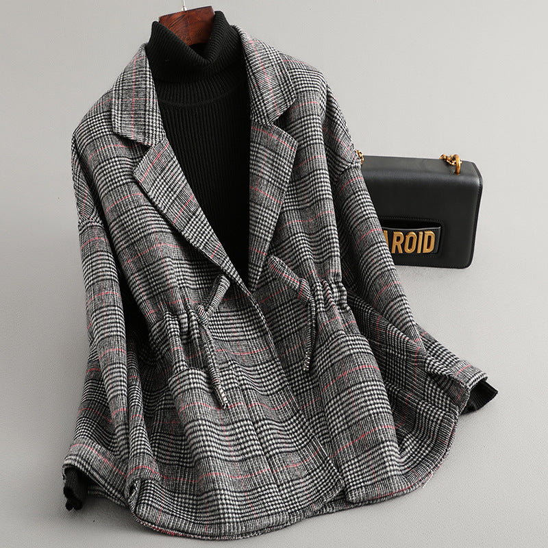 Cappotto corto in lana da donna, soprabito in lana double face