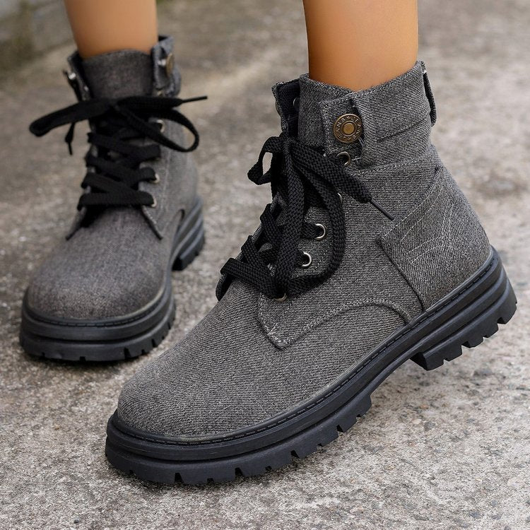 Women Denim Ankle Boots Fashion Platform Cowboy Boots Leisure Fashion Autumn Winter