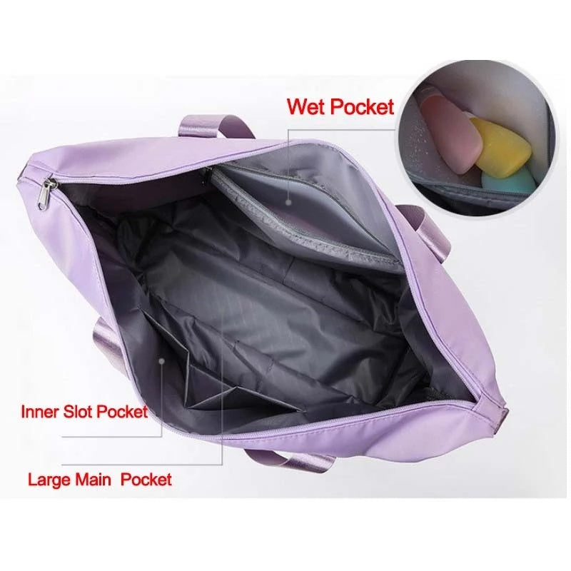 Women's Travel Bag Waterproof Large Capacity Gym Fitness Weekender Bag