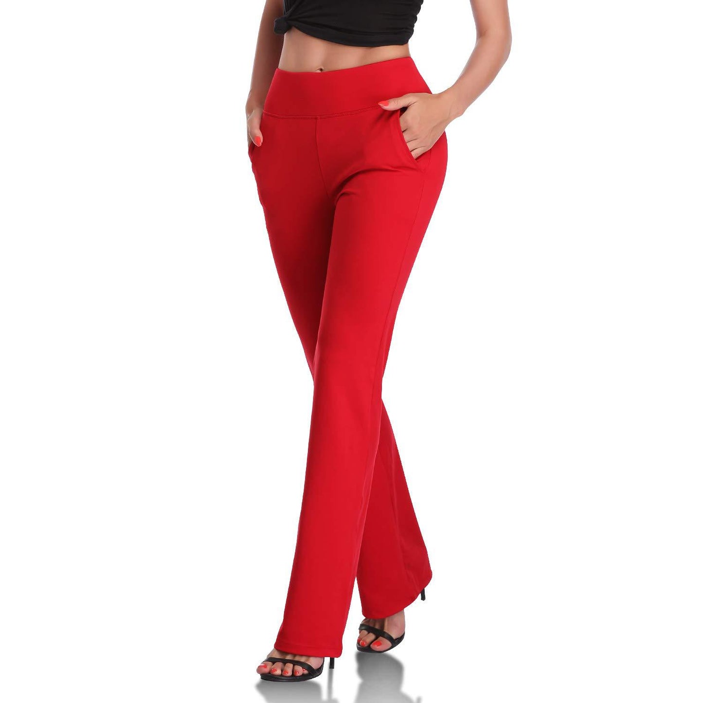 Women's knitted long and micro gusseted side pocket pants