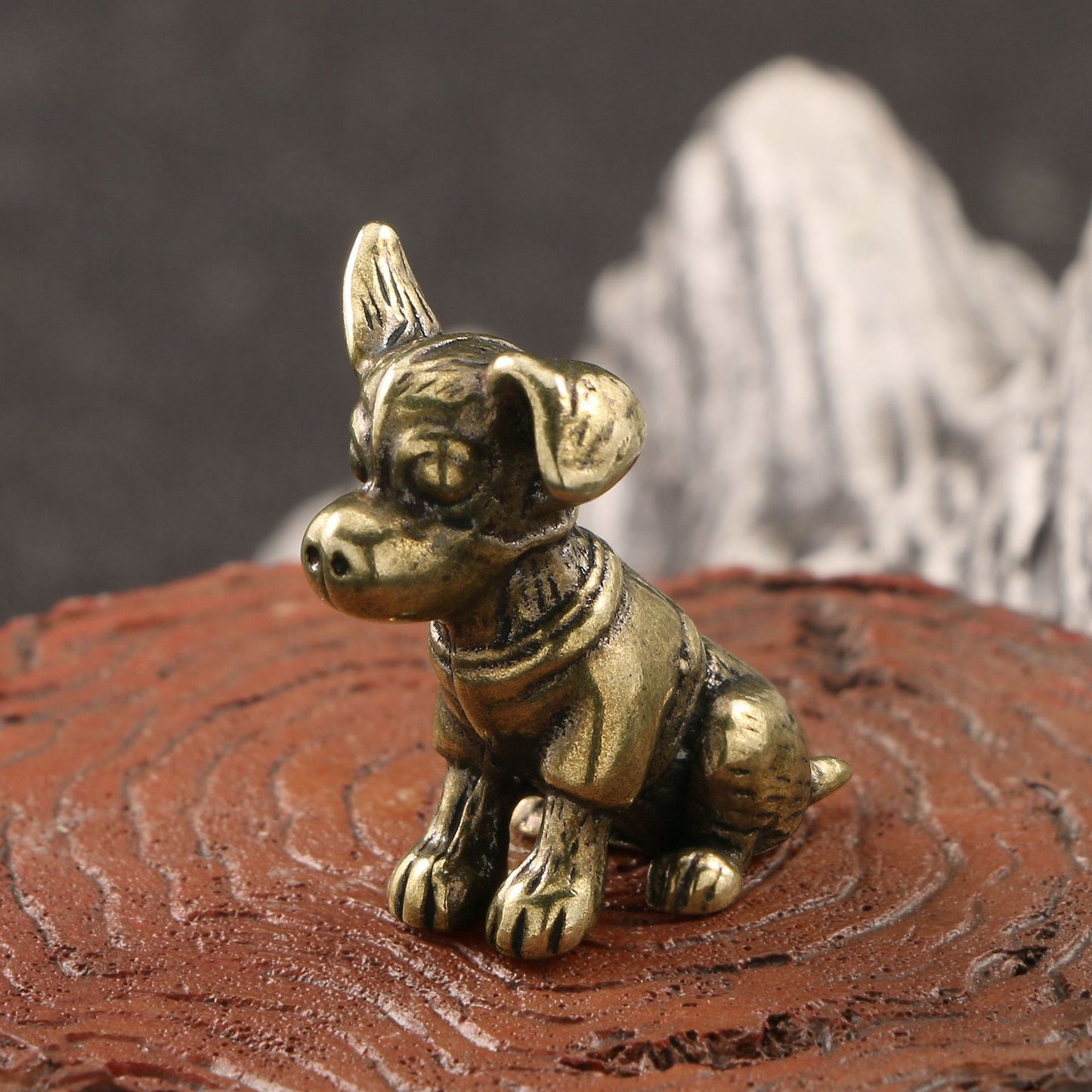 Handmade Bronze Statue Solid Puppy Brass Ornaments