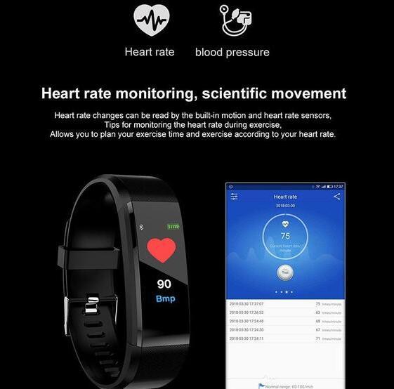 Smart Bracelet With Bluetooth Bracelet Heart Rate Monitor Watch Activity Fitness Tracker