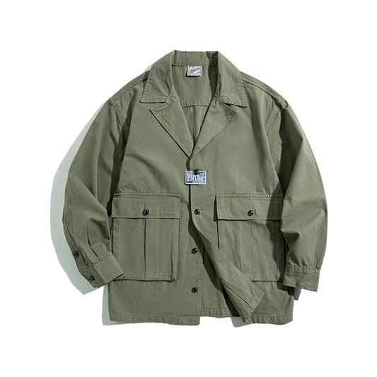 Men Spring And Autumn Vintage Outer Wear Shirt Jacket Jacket Men