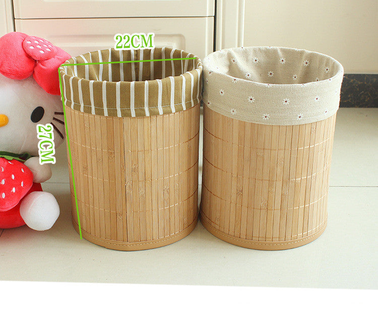 Bamboo folding trash can