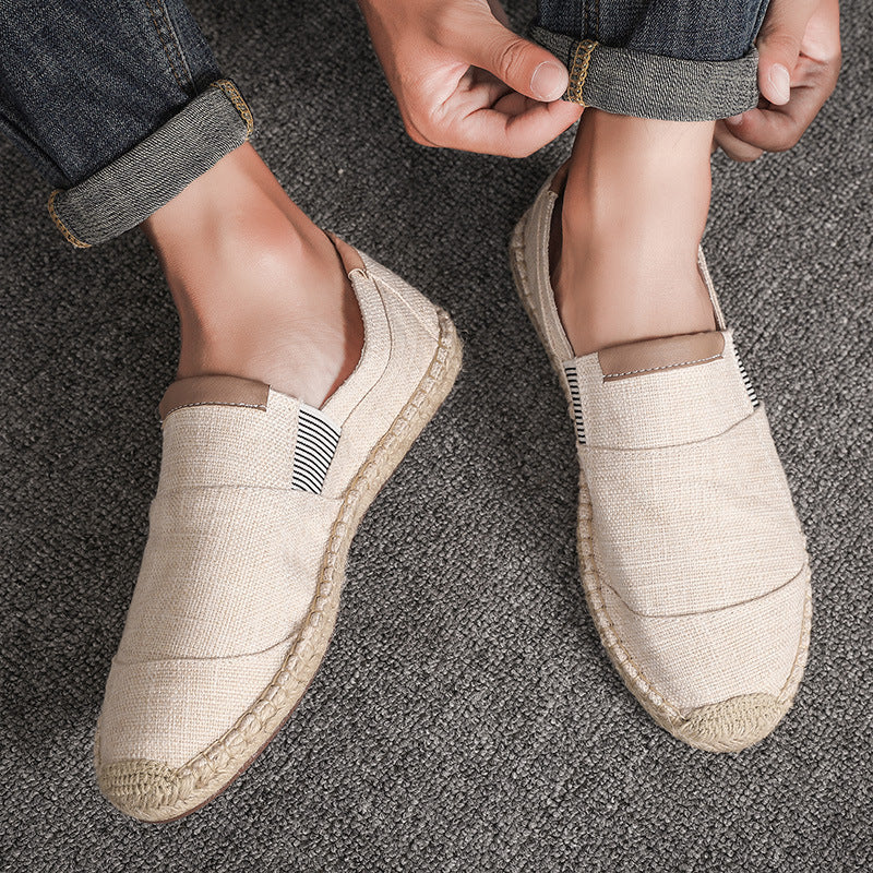 Handmade straw shoes canvas men women shoes