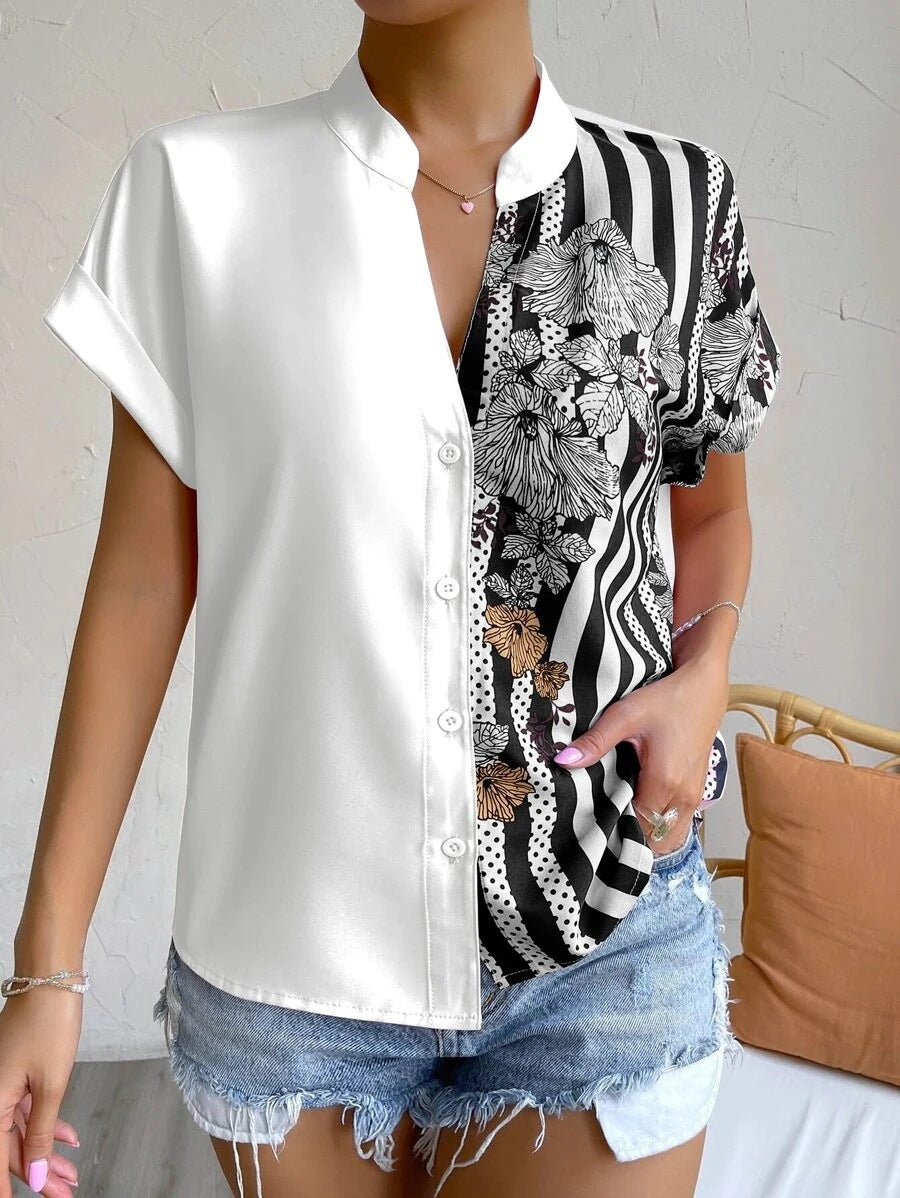 Women's Summer Button Cardigan Short Sleeve Shirt