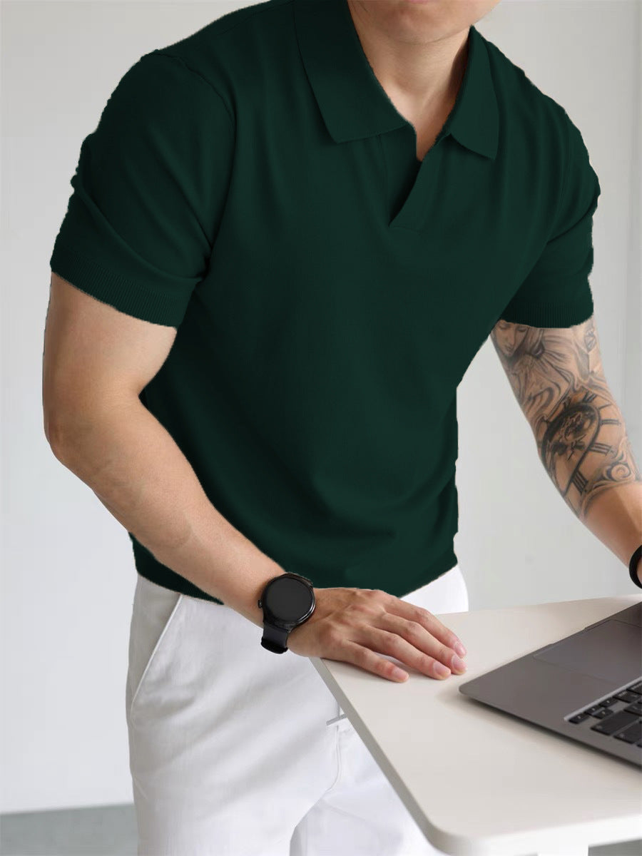 Men's T-shirt with casual loose lapel