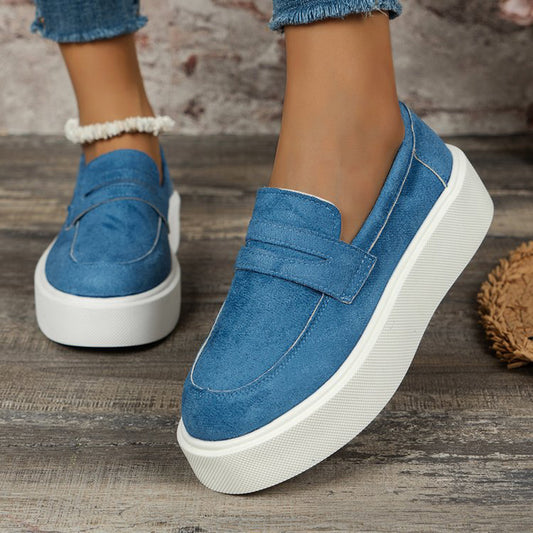 Women's Loafer Platform Slip-on Round Toe Shoes Outdoor Casual Shoes