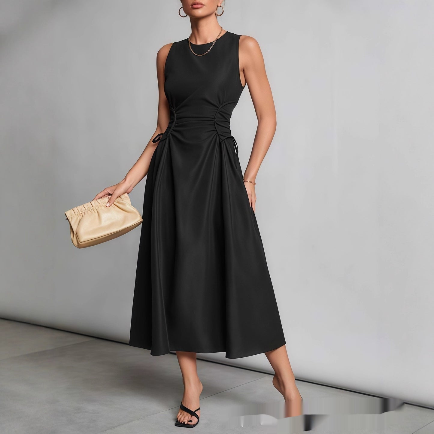 Tailliertes, Figurbetontes A-Linien-Maxikleid