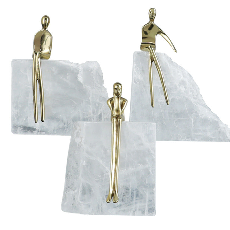 Little Bronze Man Crystal Stone Ornaments