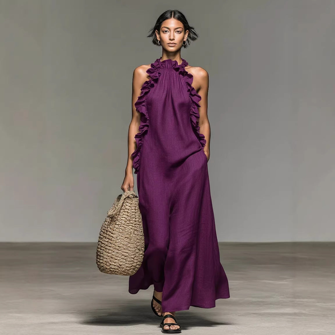 Ärmelloses Maxikleid im Resort-Stil, ideal für viele Anlässe