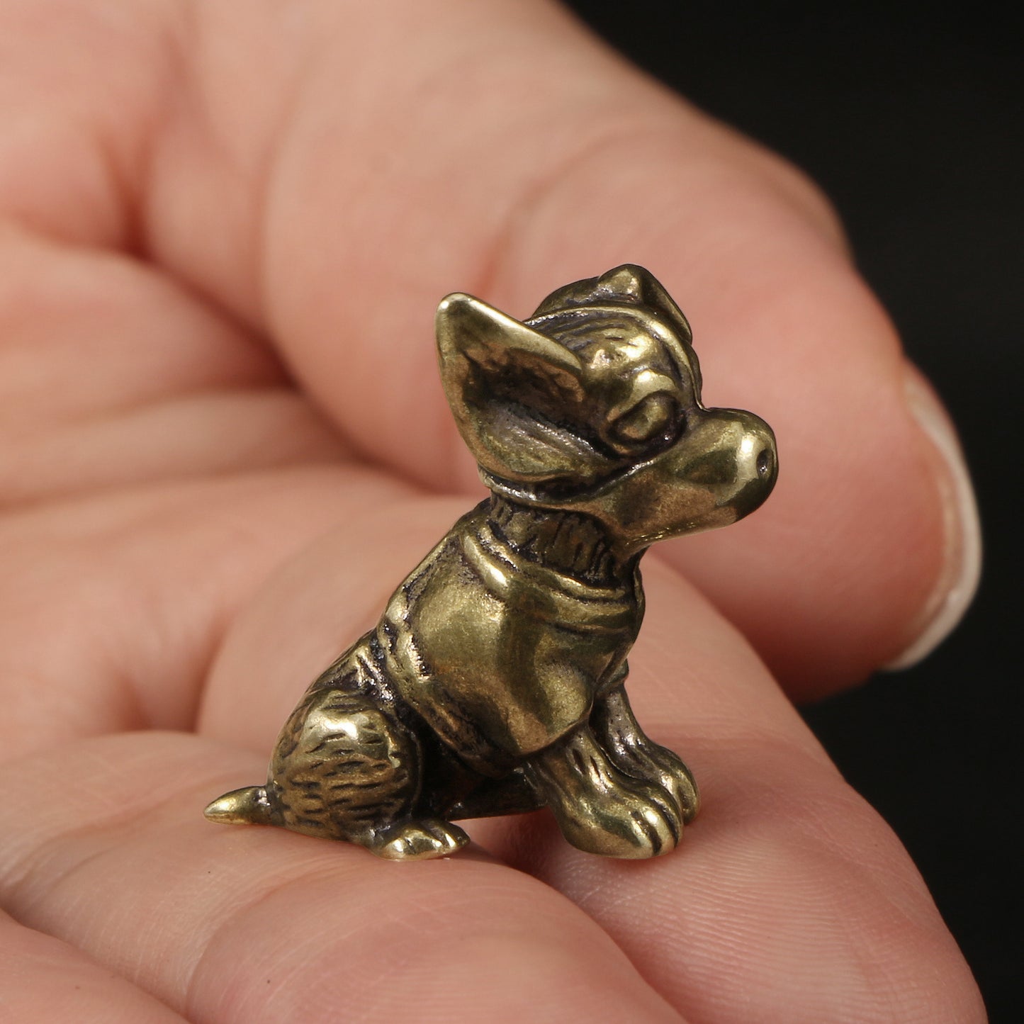 Handmade Bronze Statue Solid Puppy Brass Ornaments