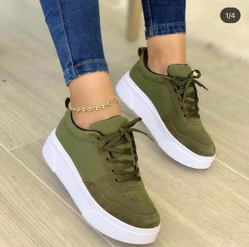 Womens Lace-up Shoes Flats Thick Bottom Fashion Mesh Sneakers