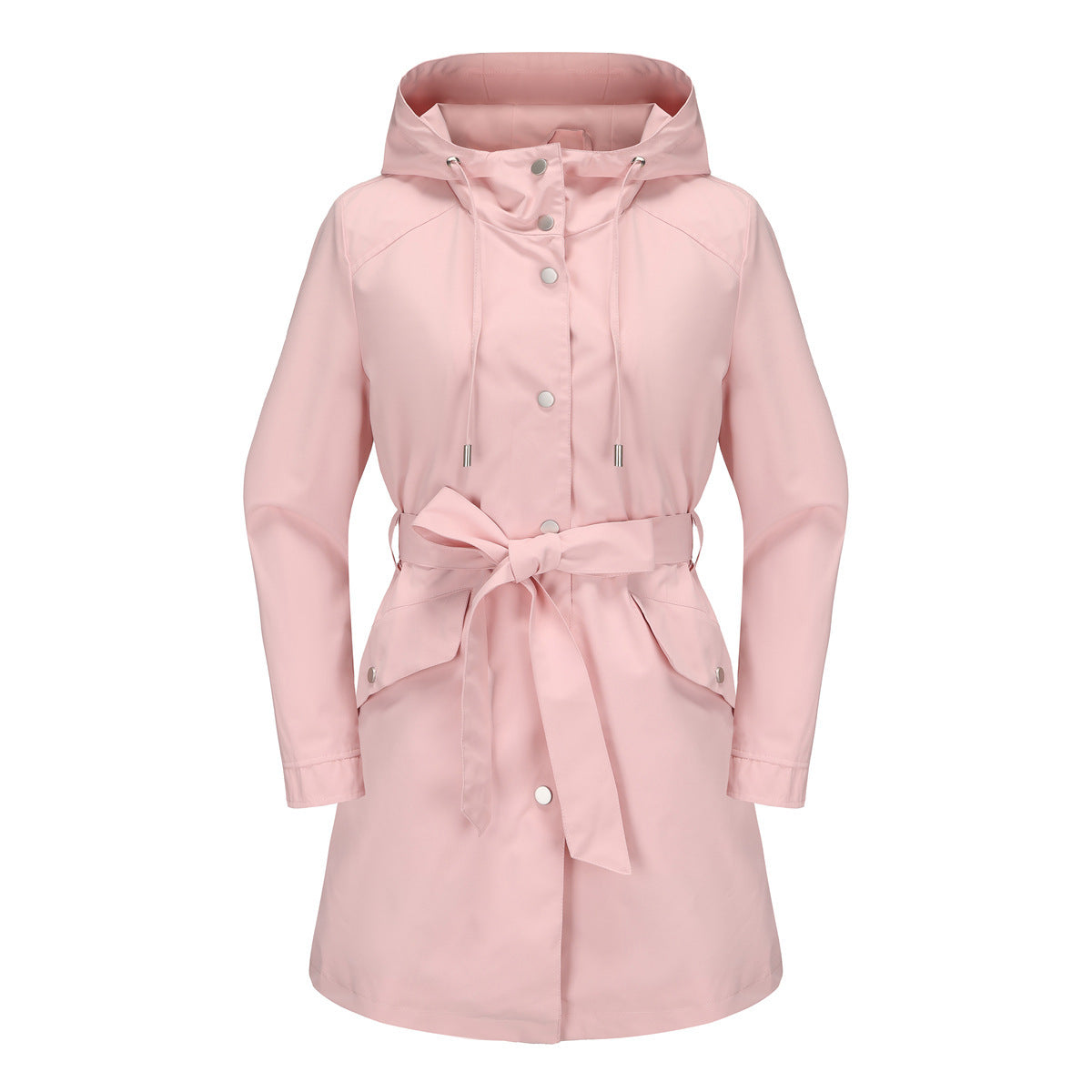 Women's Spring And Autumn New Hooded Waterproof Coat Containing Belt Thin