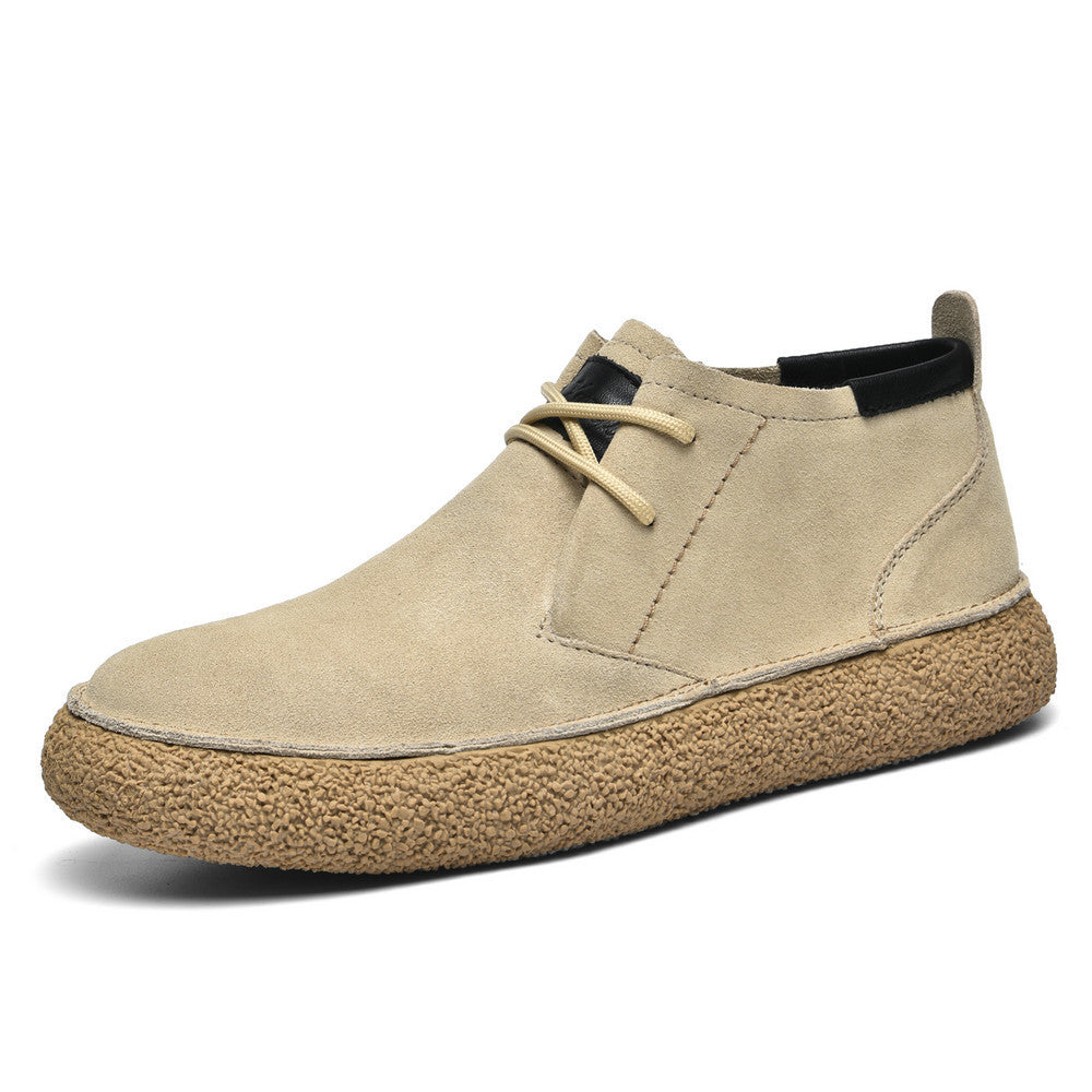 Men's Matte Leather Mercerized Suede Leather Mid-top Board Shoes