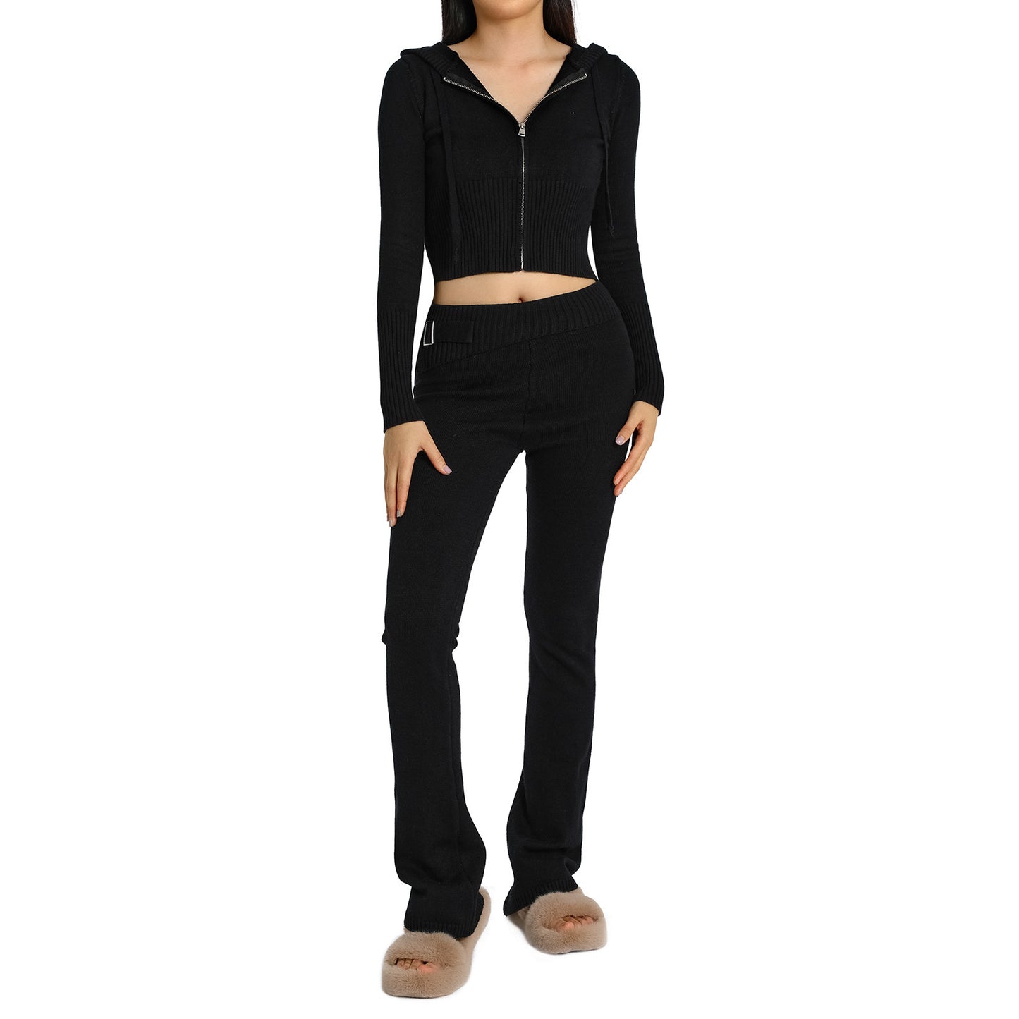 Women's Knitted hooded suits women's clothing