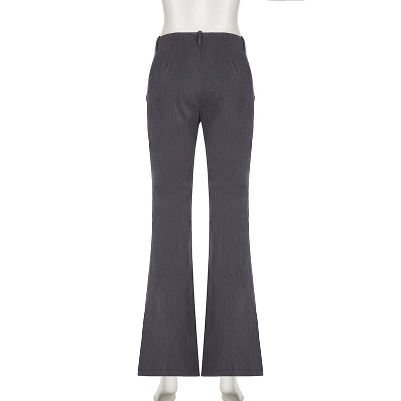 Women's Minimalist Low Waisted Straight Leg Suit Pants