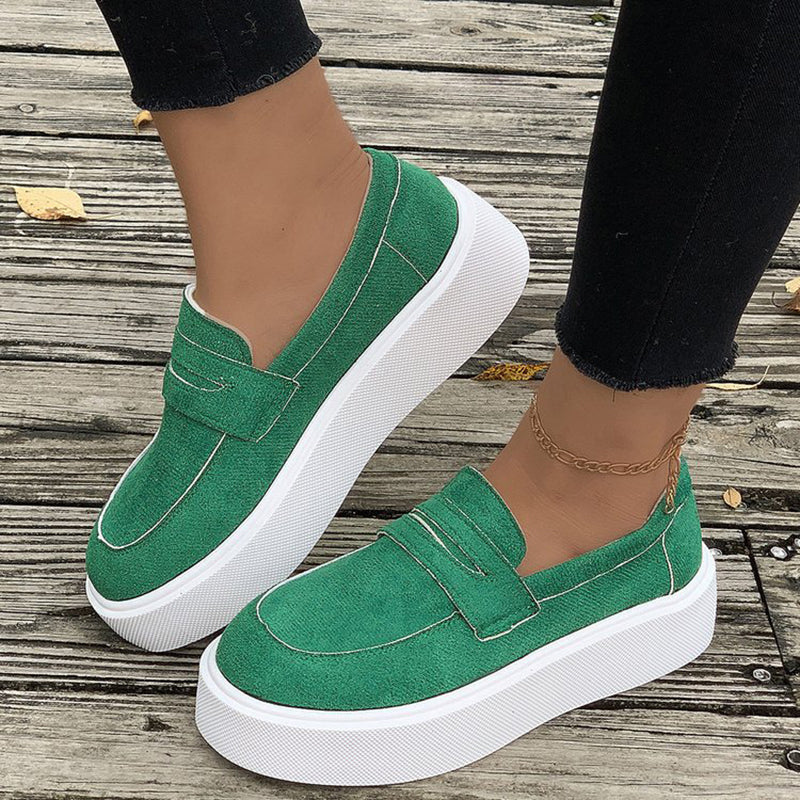 Women's Loafer Platform Slip-on Round Toe Shoes Outdoor Casual Shoes