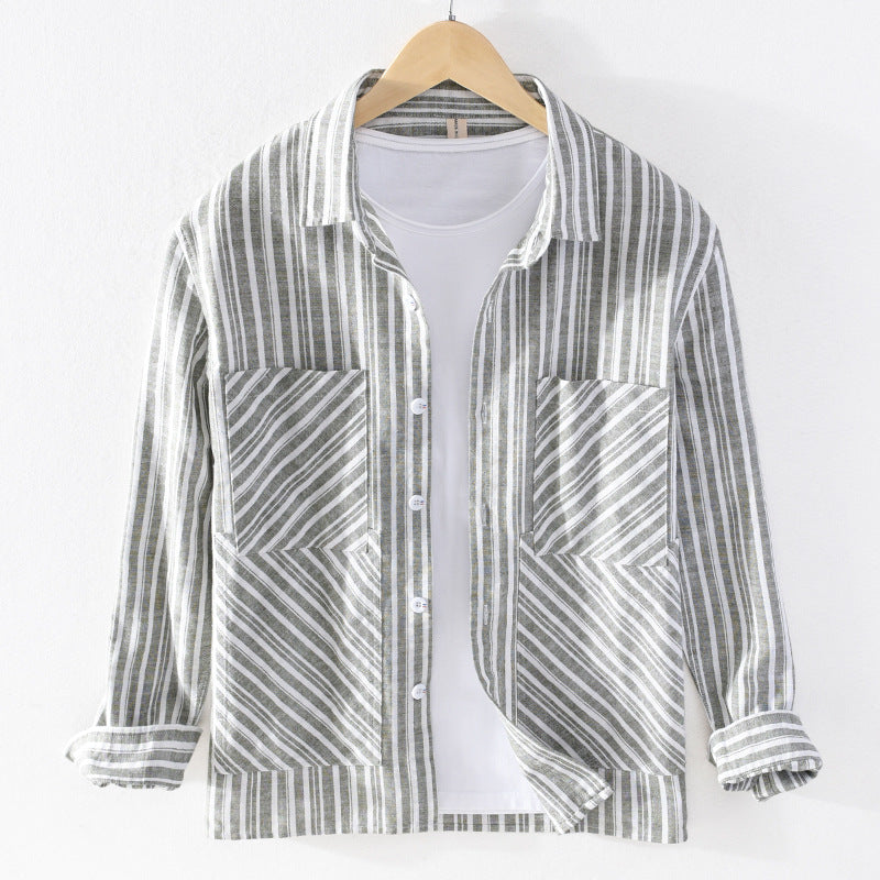 Men's Striped casual thickened comfortable cotton shirt