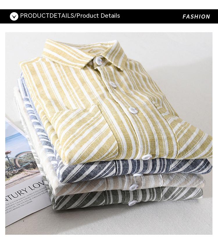 Men's Striped casual thickened comfortable cotton shirt