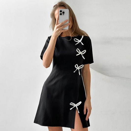 Women's  Black Dress Fashion Waist-controlled Round Neck