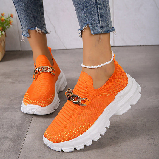 Women Breathable Casual Soft Sole Walking Sock Slip On Flat Shoes