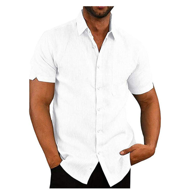 Men's Shirt Kurzarm Sommer Solid Hemden lässig Loose Tops T-Shirt