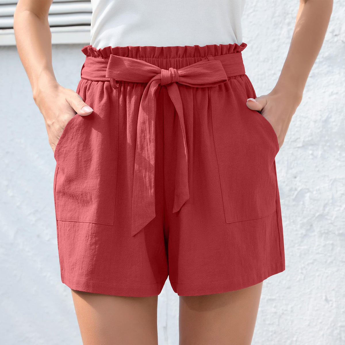 Damenmode Shorts Sommer Strandhose mit Taschen