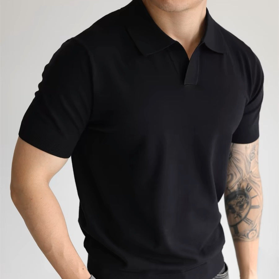 Men's T-shirt with casual loose lapel