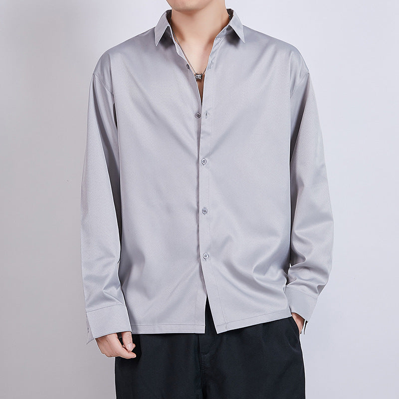 Men's Loose Ice Silk Casual Shirt