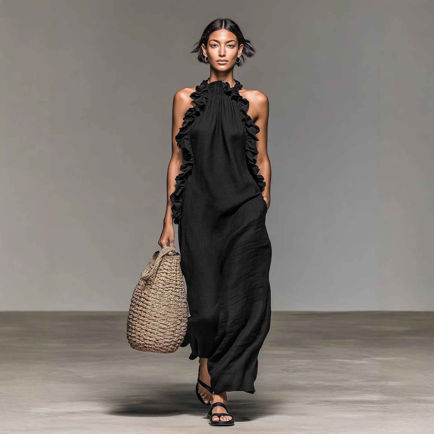 Ärmelloses Maxikleid im Resort-Stil, ideal für viele Anlässe