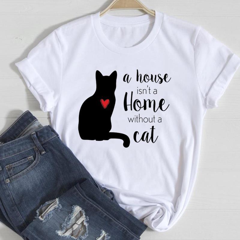 Damen-Katzen-Kurzarmshirt