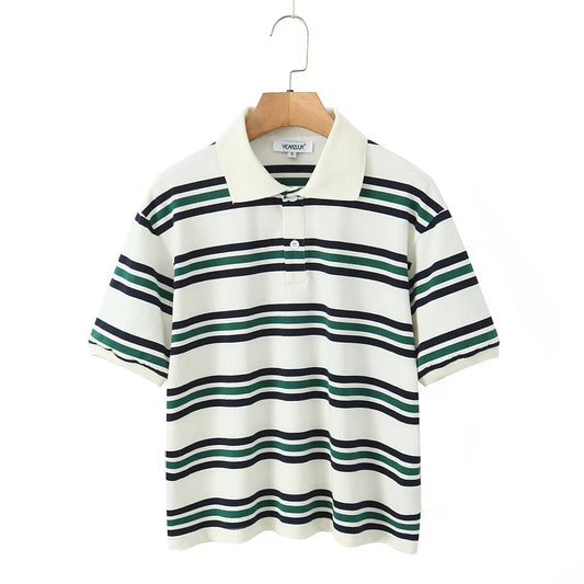 Poloshirt aus reiner Baumwolle mit Kontrastfarbenstreifen