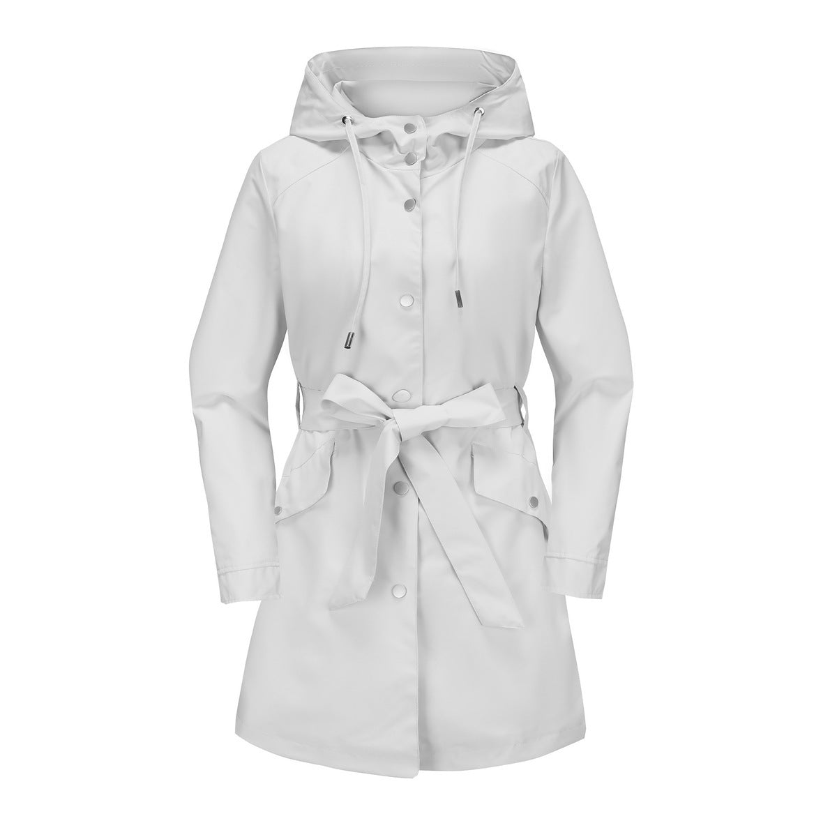 Women's Spring And Autumn New Hooded Waterproof Coat Containing Belt Thin