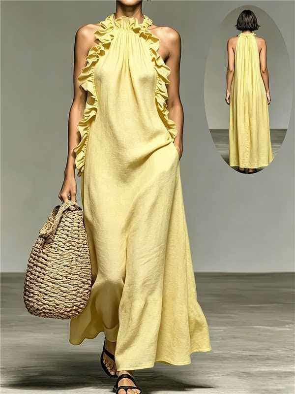 Ärmelloses Maxikleid im Resort-Stil, ideal für viele Anlässe