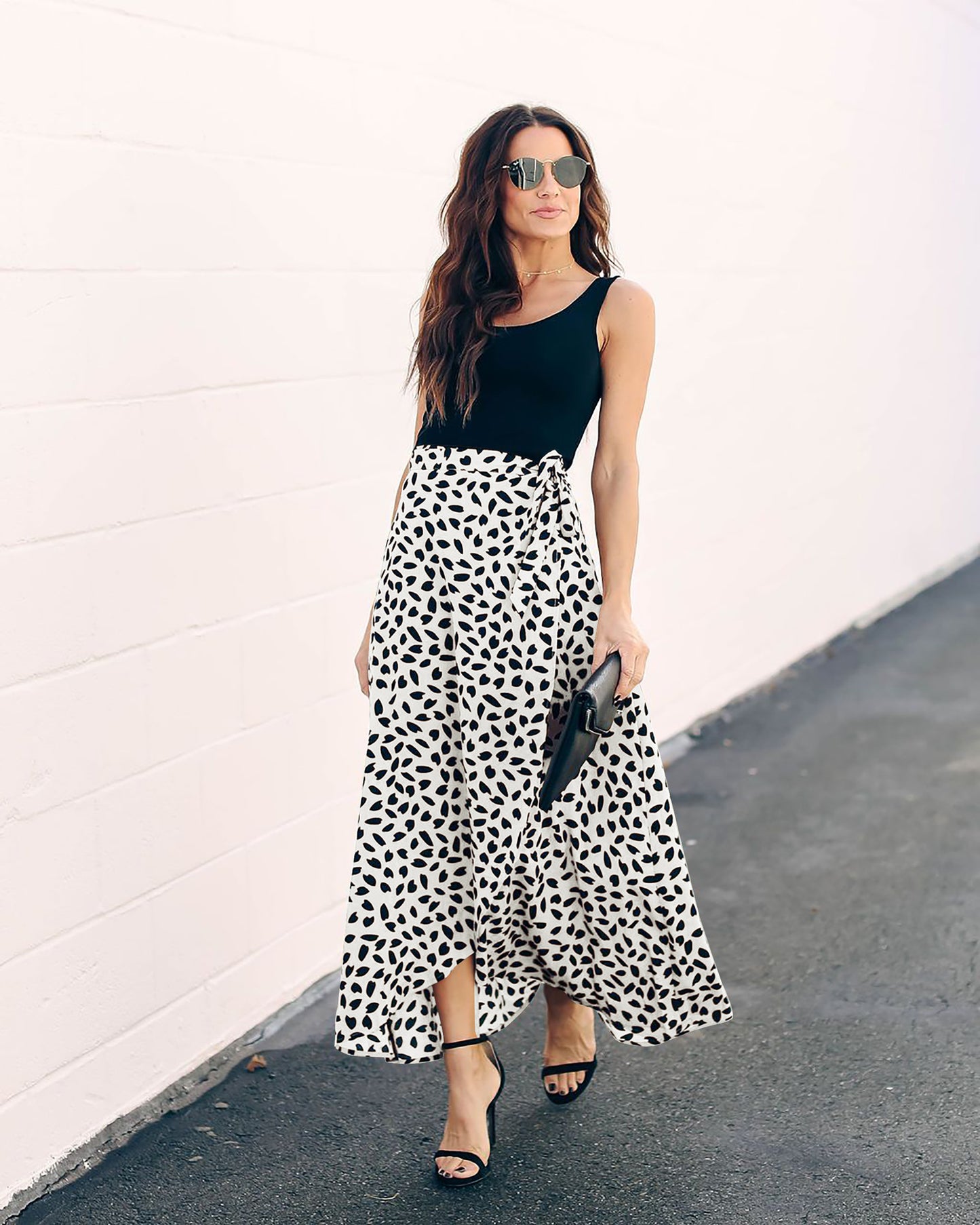 Women Leopard print long loose skirt