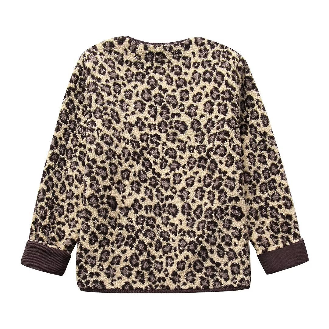 Women's winter leopard print casual jacket