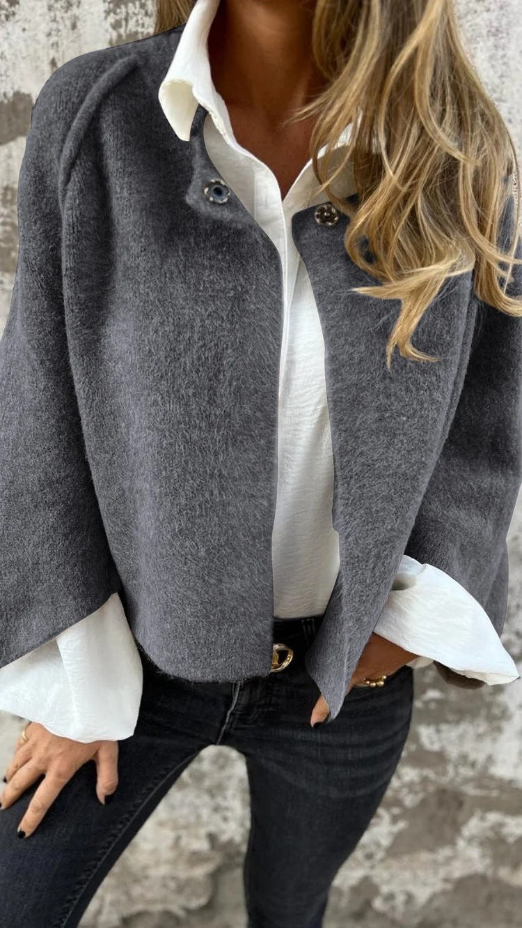 Women's long-sleeved cashmere coat, autumn and winter