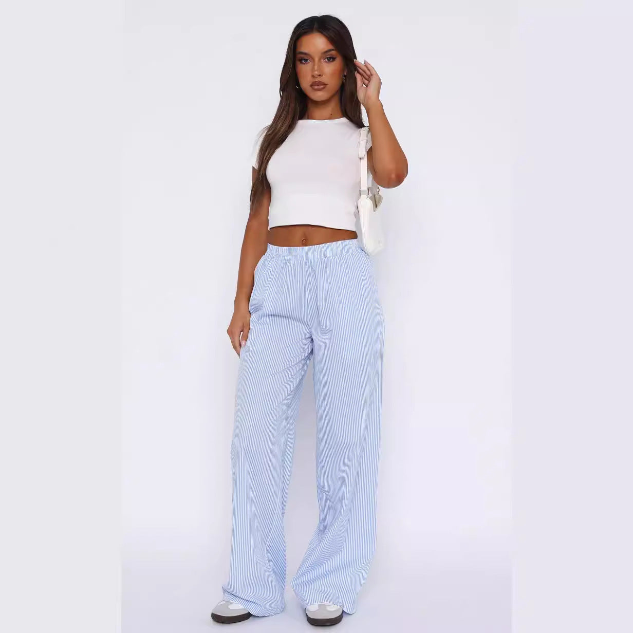 Women fashion casual striped pants