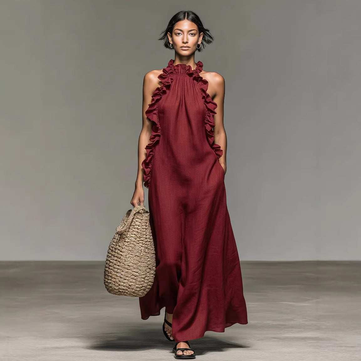 Ärmelloses Maxikleid im Resort-Stil, ideal für viele Anlässe
