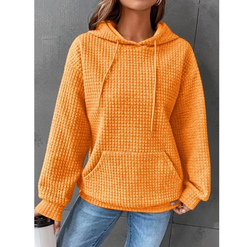 Women Hoodie Fashion Waffle Hoodie Sweater Women's Sports Sweatshirt Casual Long Sleeve Tops Womens Clothing