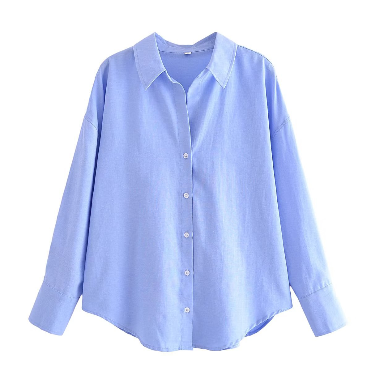 Women's lapel long sleeve plain shirt