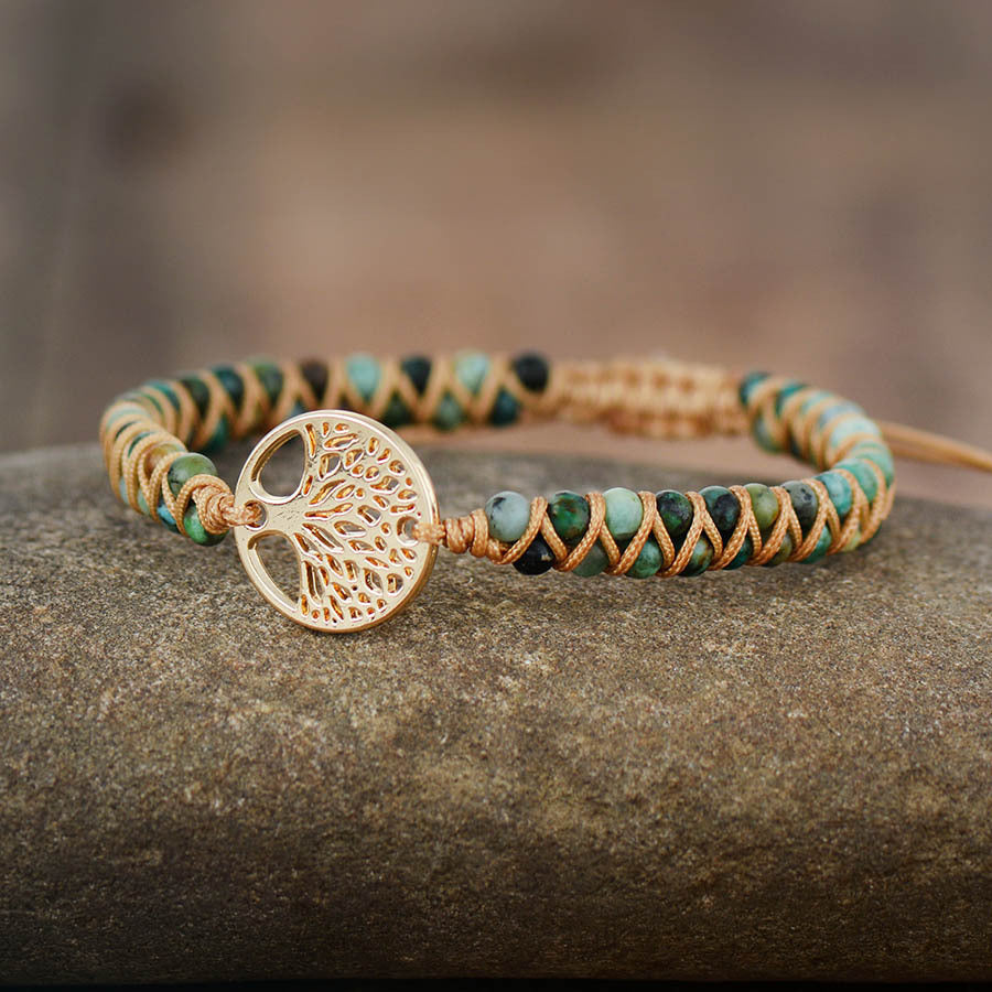 Handmade Jewelry made of natural stone hand-woven ladies bracelet