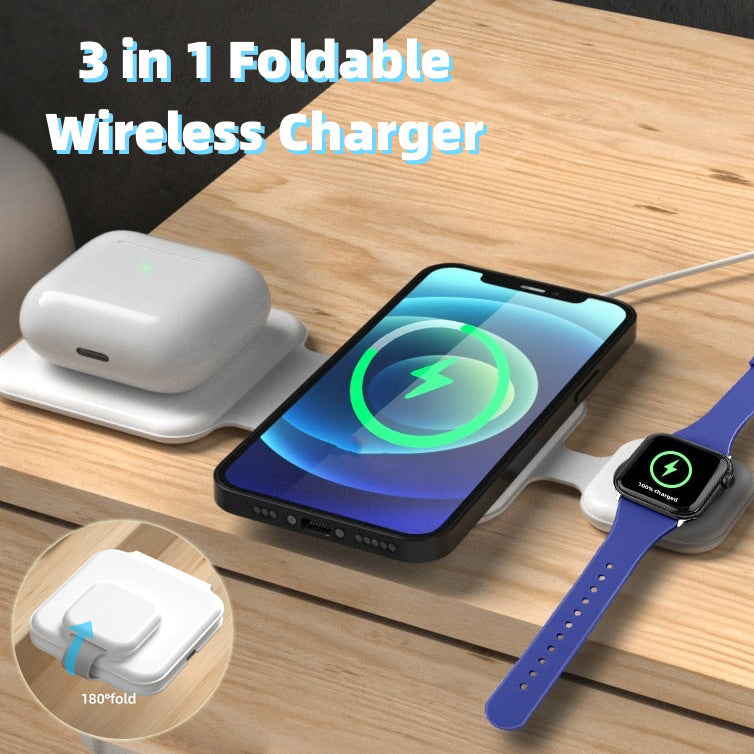 Gadgets 15W 3 In 1 Magnetische Drahtlose Ladestation Multi-gerät Klapp Magnetische Drahtlose Ladegerät