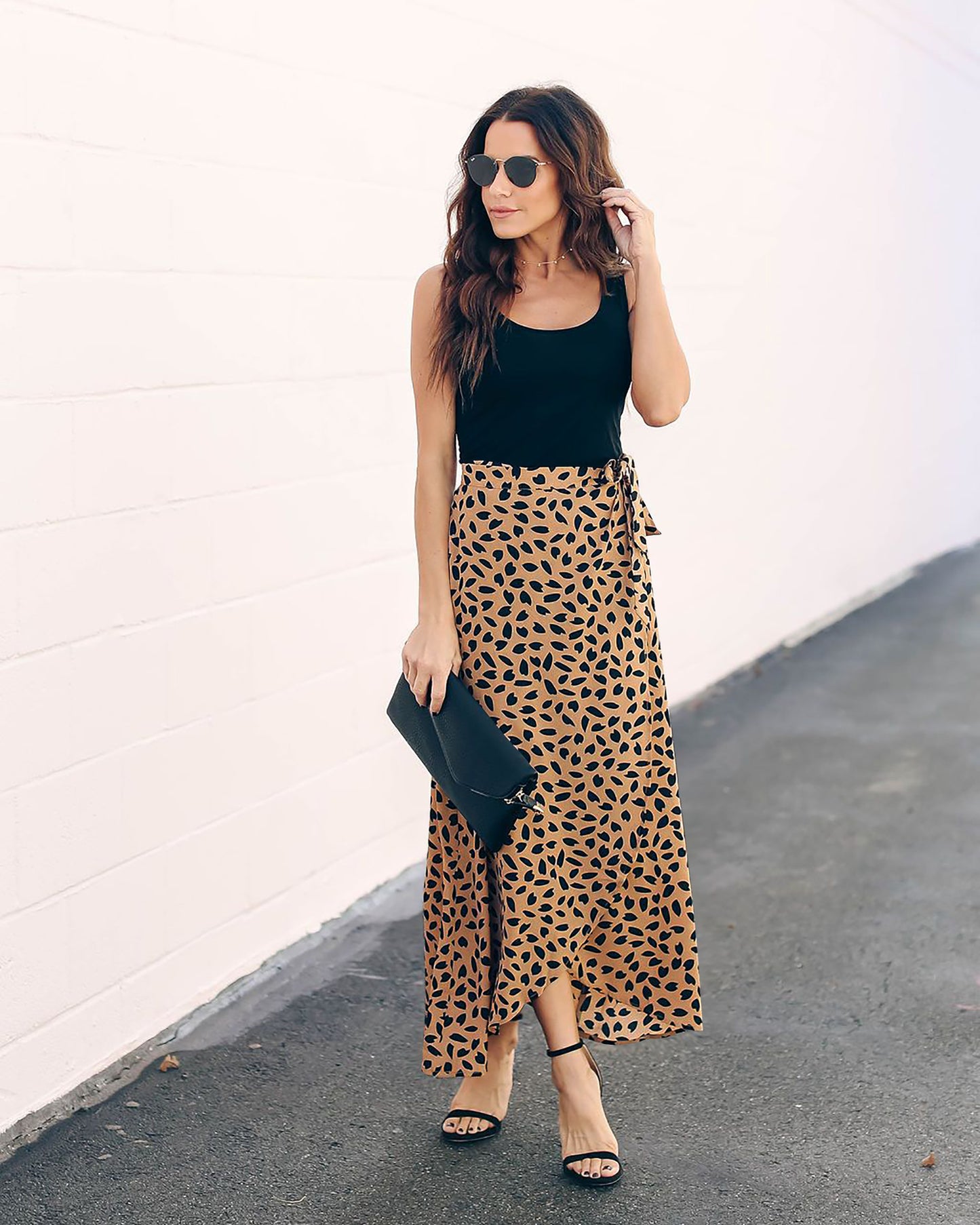 Women Leopard print long loose skirt